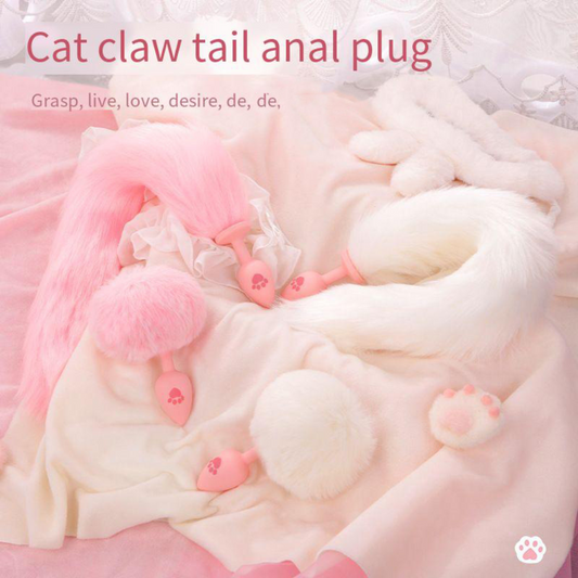 【Alluereve】Furry Cat Claw Tail and Plug/butt plugs/sm/pink and white