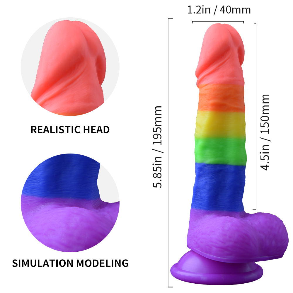 Colours Pride Edition 6 Inch Silicone Dildo in Rainbow